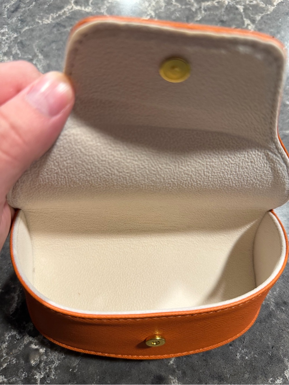 NWOT Tory Burch Sunglasses Case Faux Leather Textured Orange - Picture 4 of 6